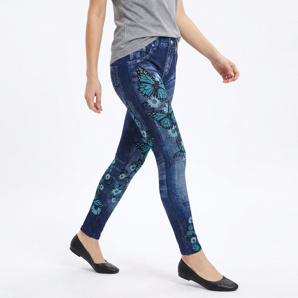 Women’s Butterfly Print Stretchy Jeans