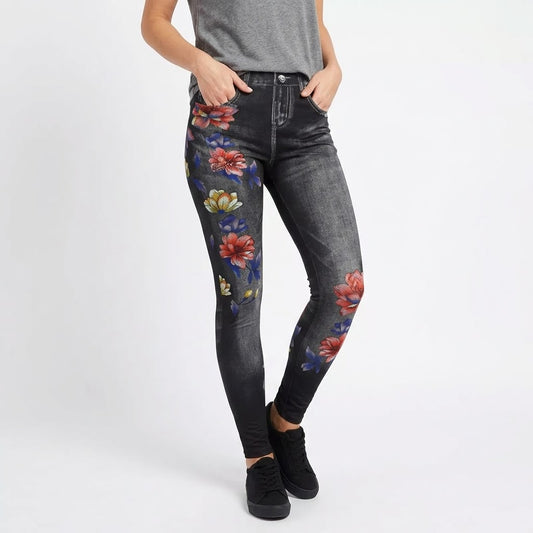 Women’s Floral Print Dark Stretchy Jeans