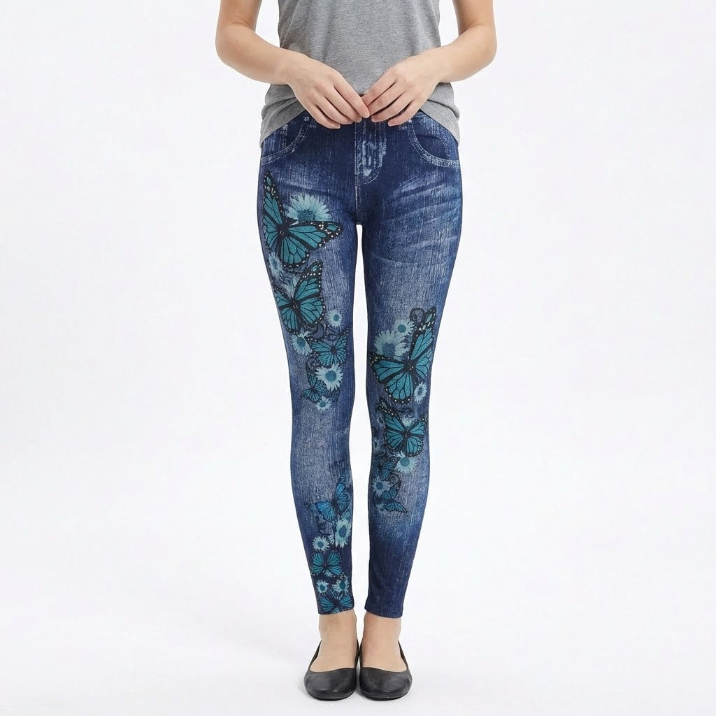 Women’s Butterfly Print Stretchy Jeans