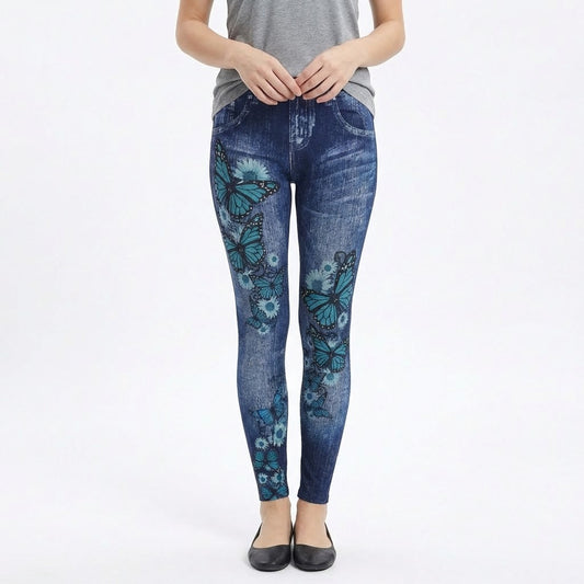 Women’s Butterfly Print Stretchy Jeans