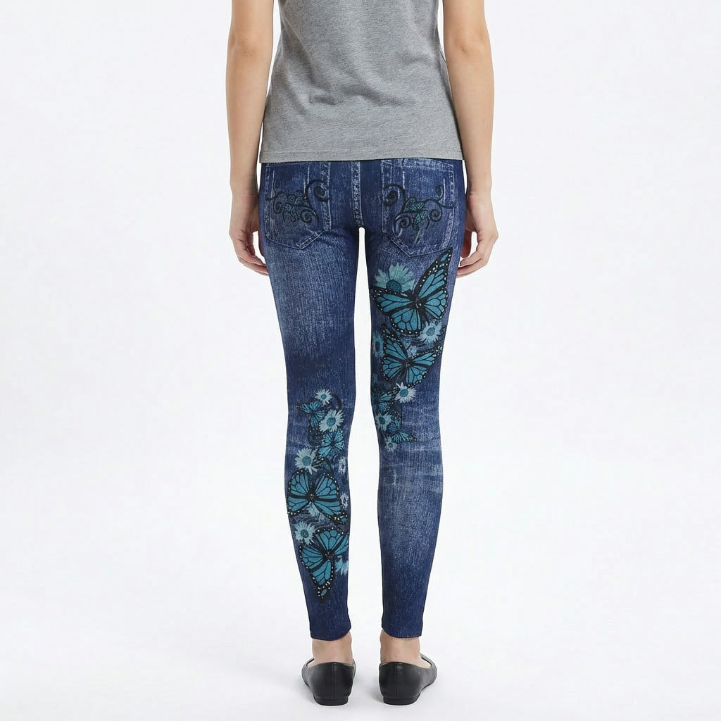 Women’s Butterfly Print Stretchy Jeans
