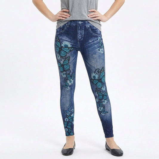 Women’s Butterfly Print Stretchy Jeans
